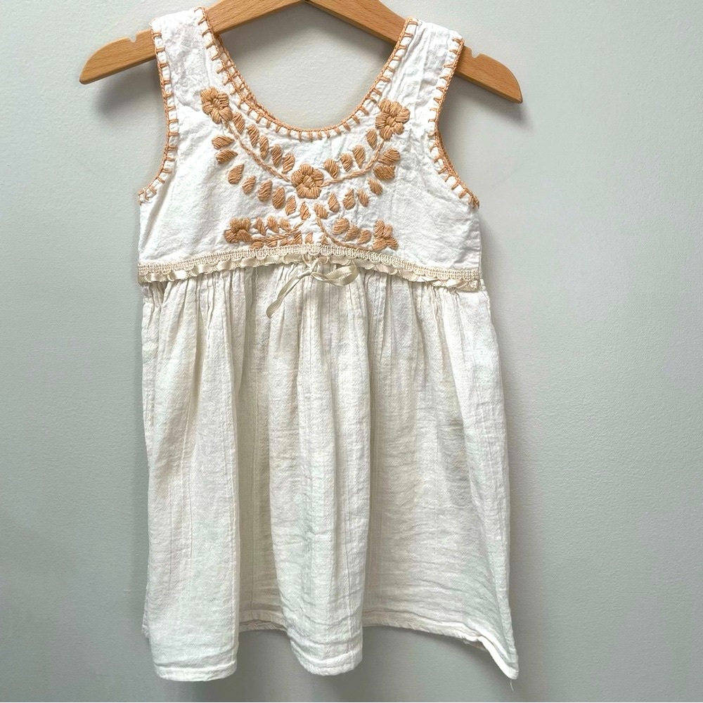 Bespoke linen-look embroidered tank dress